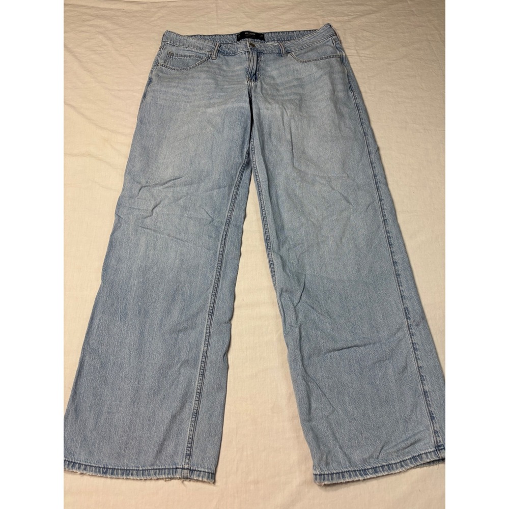 Hollister Low-Rise Baggy Jeans Light Wash Wide Leg 12L W31L Lightweight Denim